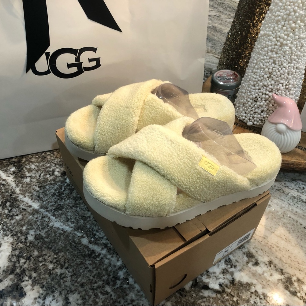 Nwt Ugg Fuzz Sugar Cross Slide Size 10 - image 8